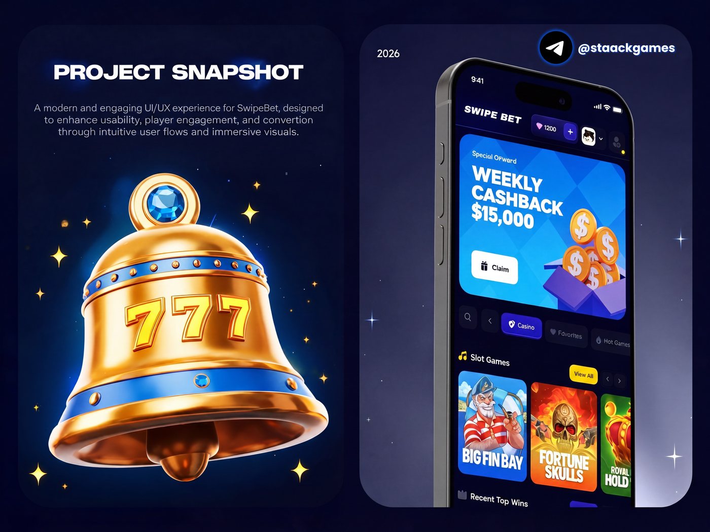 Swipe Bet cashier and bonus screens