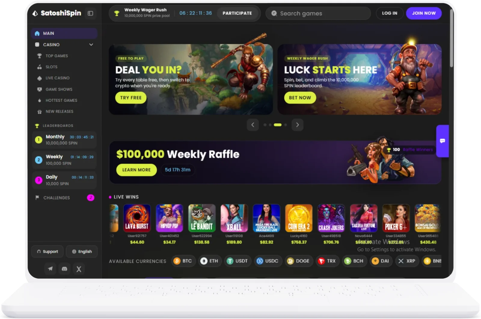 A Staack-built casino on a laptop