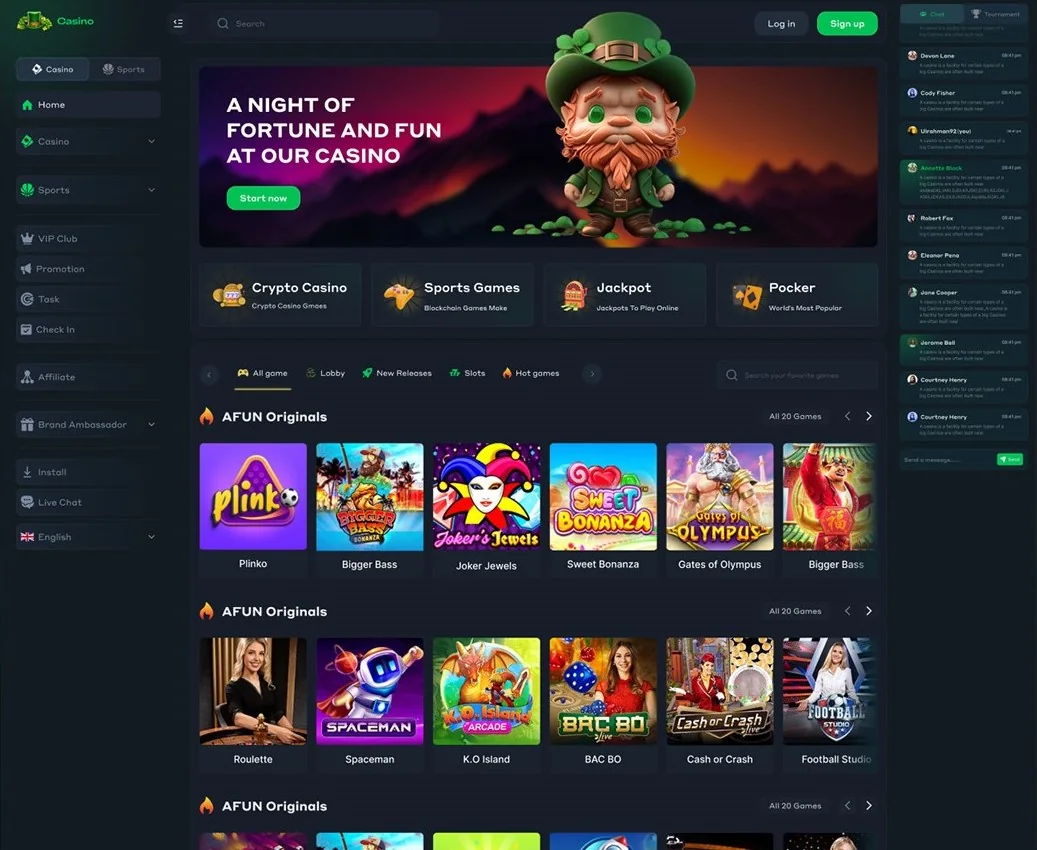 Casino homepage built by Staack Games