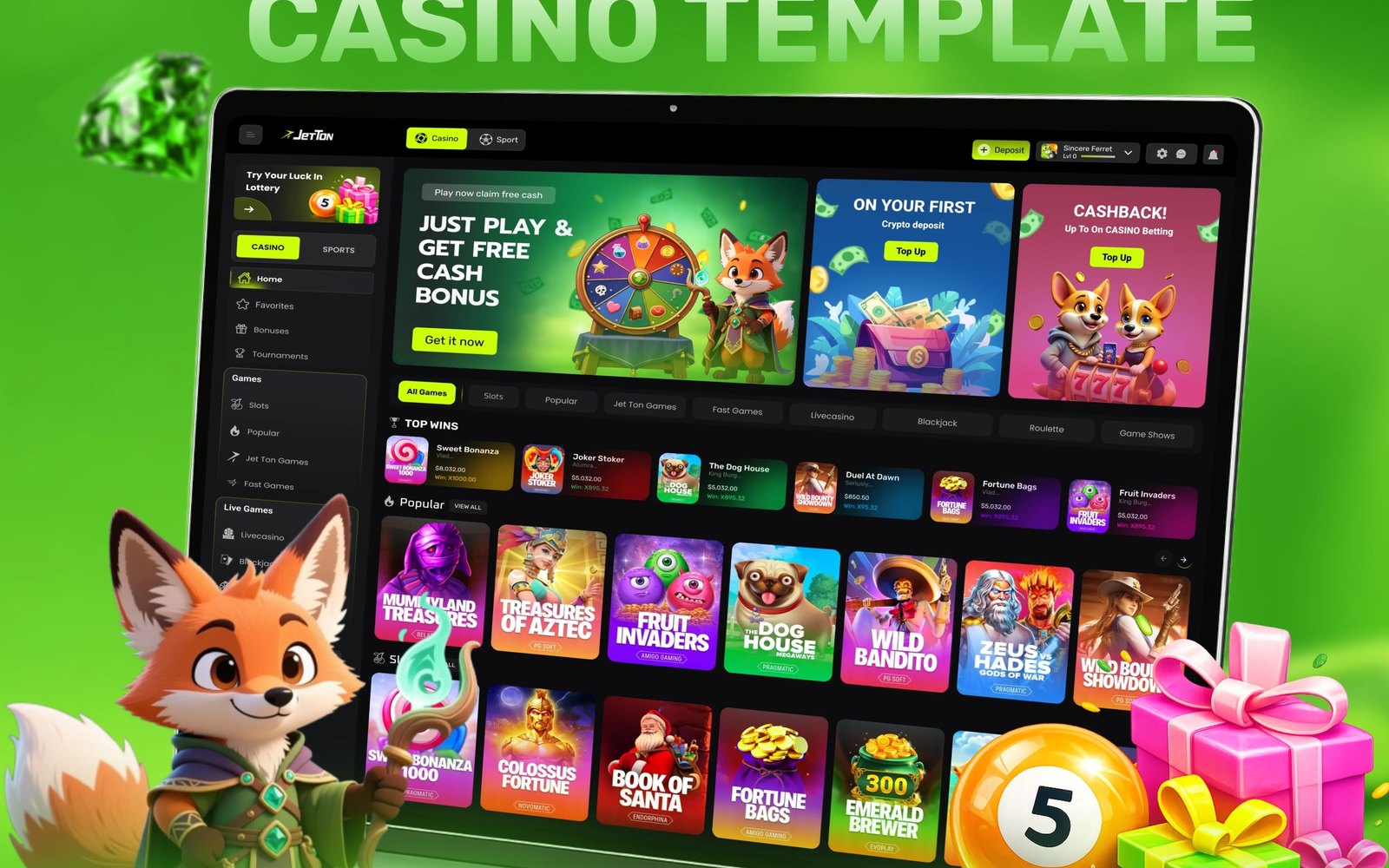 Jet Ton: Crypto casino template